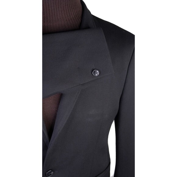 Zara Bazer Mens Sz 40 Solid Black One Button Sport Coat Jacket Blazer Poly Blend - Picture 7 of 15